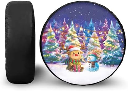 Christmas Reindeer Spare Tire Cover PU Leather, Wheel Protector Tyre Cover - Image 2