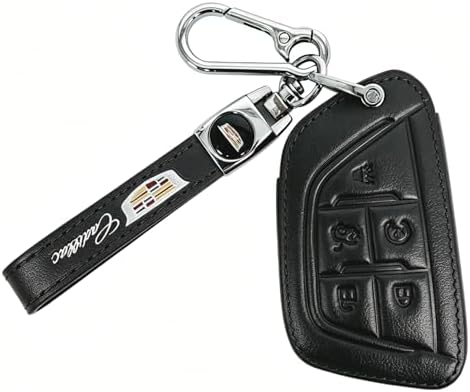 Leather Key Fob Cover for Cadillac, 5 Button Protector Case Compatible - Image 2