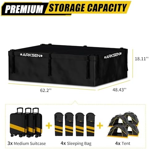 ARKSEN Rooftop Cargo Carrier Bag Extra-Wide 31.5 Cubic Feet Waterproof Heavy - Image 5