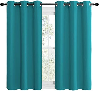 NICETOWN Room Darkening Curtains, 2 Panels, W42 x 48-inch, Peacock Teal - Image 2