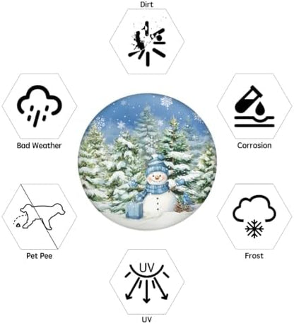 Snowman Spare Tire Cover for RV Trailer, Winter Snowflakes Waterproof Wheel - Image 4