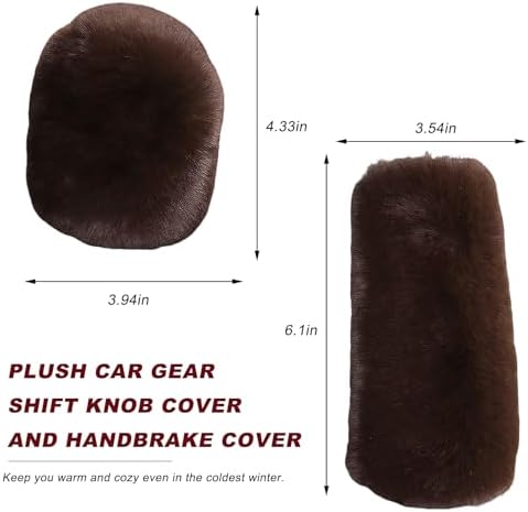 2PCS Fluffy Car Gear Shift Knob & Handbrake Cover, Comfortable Plush Shifter - Image 2