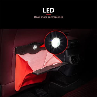 Car Leather Trash Bag Smart LED Waterproof Organizer Storage Garbage Can - Image 2