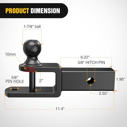 Nilight 3 in 1 ATV UTV Multi Hitch Mount | 1-7/8" Ball Fits 2" Receiver Hitch - Image 2