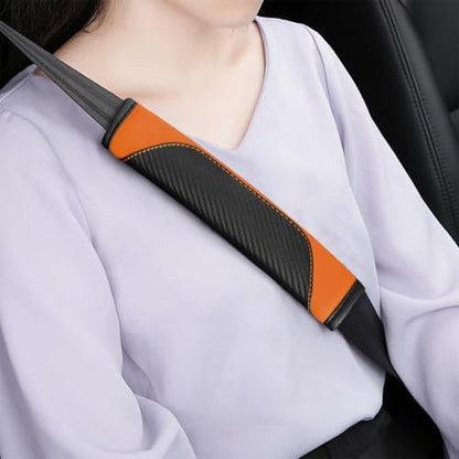 AUCELI 2PCS Carbon Fiber Car Seat Belt Cover, Breathable Leather - Image 4