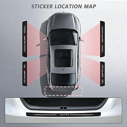 5PCS Car Door Sill Protector, Carbon Fiber Sport Threshold/Rear Bumper Guard - Image 6