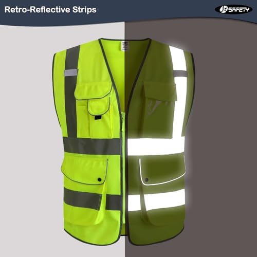 JKSafety 6 Pack Safety Vest for Men Women Reflective JK155 Yellow M - Image 4