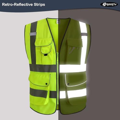 JKSafety Safety Vest for Men Women Reflective Hi Vis JK150 Yellow 5XL - Image 3