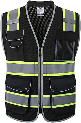 JKSafety Hi Vis Safety Vest for Men Women Cushioned Collar JK101 Black M by JKSafety