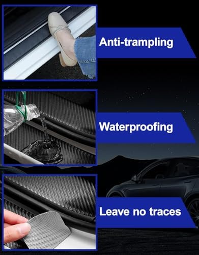 Door Sill Protectors for RAM 1500 & Silverado 1500, Carbon Fiber Leather - Image 5