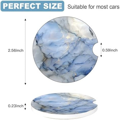 Ceramic Car Cup Holder Coasters Set of 2, 2.56 in Light Blue - Image 2