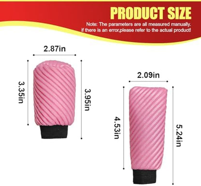 2PCS Car Gear Shift Knob and Handbrake Cover Set, Non-Slip Polyester Stick - Image 2