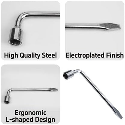 22mm Car Spare Tire Lug Wrench, Heavy Duty L-Type Tire Steel Tool - Image 5