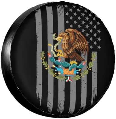 USA Mexico Flag Spare Tire Cover, Universal Waterproof & Dustproof Wheel by YSYZSDS