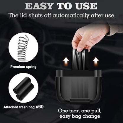 2 Pack Car Trash Can with Lid, Built-in Storage Garbage Bag - Image 4