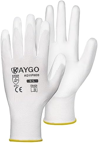 KAYGO Safety Work Gloves for Men Women, PU Coated Palm & Fingers by KAYGO