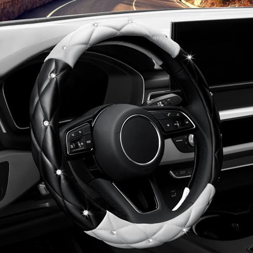 YOGURTCK Cute Diamond Soft Leather Anti-Slip Steering Wheel Cover - Image 2