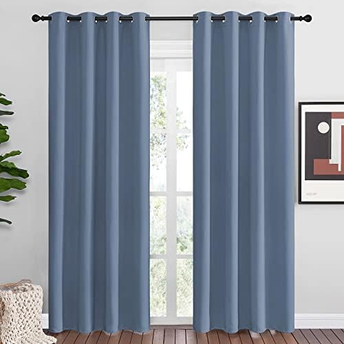 NICETOWN Stone Blue Room Darkening Curtain Panels 86" Length by NICETOWN