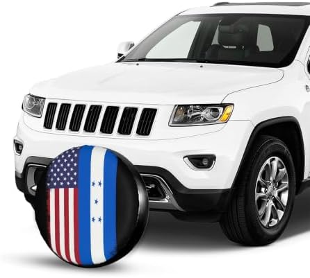 USA Honduras Mix Flag Spare Tire Cover, Universal Waterproof & Dustproof Wheel - Image 3