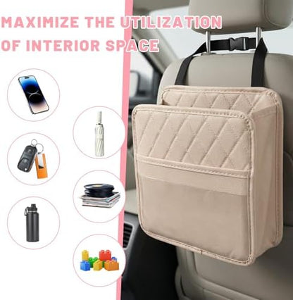 Car Seat Back Organizer, Waterproof Leather Auto Backseat Storage Pocket - Image 6