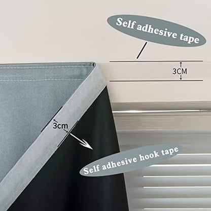 AJAZZ 100% Blackout Shades Window Cover Self Adhesive Curtains Sticky Curtain - Image 4