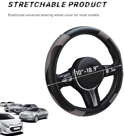 povtii Car Steering Wheel Cover, 15 Inch Leather Breathable Auto Steering Wheel - Image 2