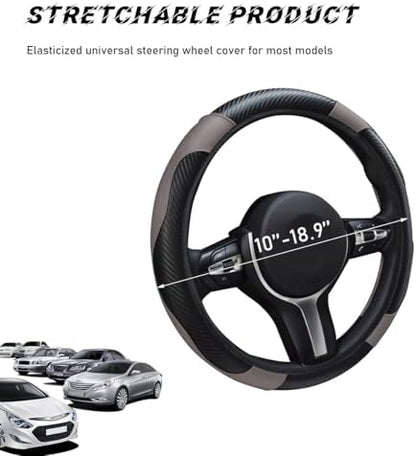povtii Car Steering Wheel Cover, 15 Inch Leather Breathable Auto Steering Wheel - Image 2