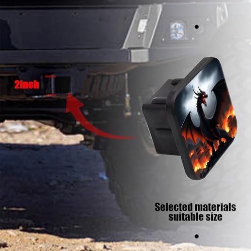 Hitch Receiver Cover 2" Black Dragon Burning Village Trailer Hitch Cover Tube - Image 3