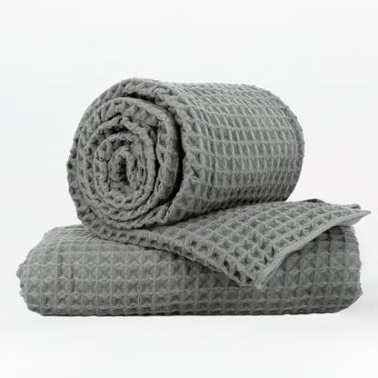 Luxury Organic Japanese Cotton Waffle Bath Towel | Thick, Quick Dry Bathroom by KOSMU