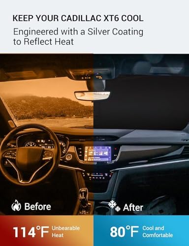 Proadsy Custom Fit 2020-2026 Cadillac XT6 Windshield Sun Shade, Blocks Heat - Image 3