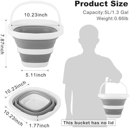 Collapsible Bucket 5L, Foldable Mop Bucket Car Wash Buckets - Image 2