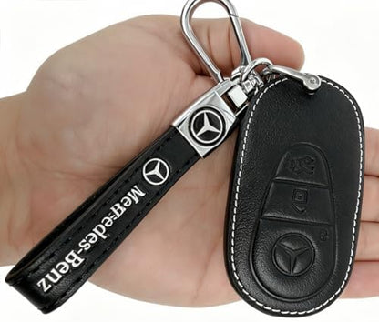 Leather Key Fob Cover with Keychain, Compatible with Select Mercedes-Benz Oval - Image 4