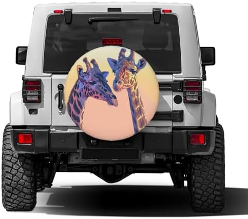 Two Giraffes at Sunset Spare Tire Cover Dust-Proof Wheel Tire Cover Fit Trailer - Image 2