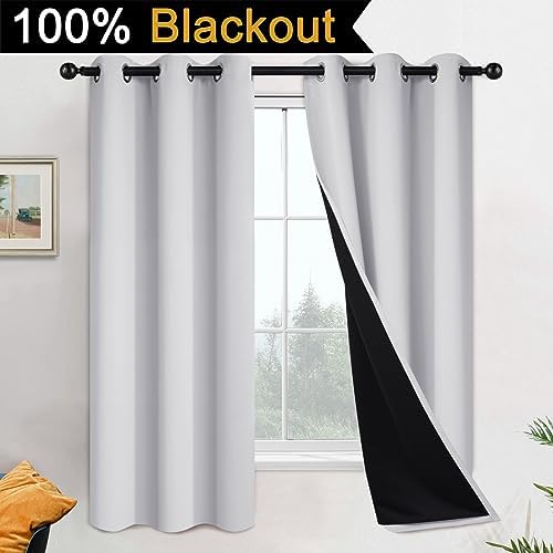 Yakamok 100% Blackout Curtains 63 Inches Long, 2 Thick Layers Heat and Full - Image 2