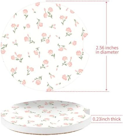 Vintage Flowers Car Coasters, Absorbent 2 Pack - Image 6