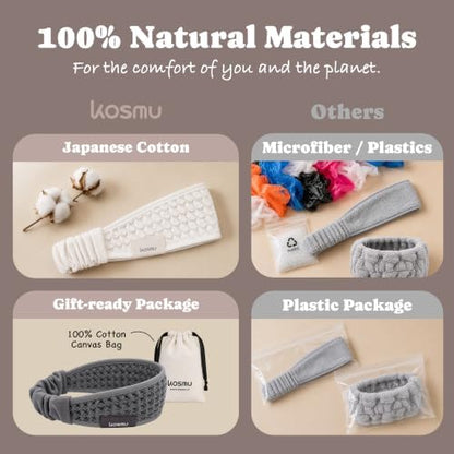 Luxury Organic Japanese Cotton Waffle Spa Headband - Image 4