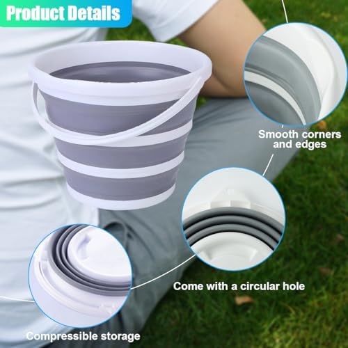 ZIMISI Car Collapsible Bucket, 10L 2.6 Gallon Foldable Car Wash Bucket - Image 3