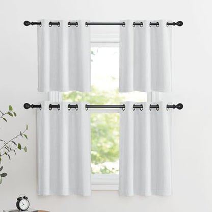 NICETOWN Faux Linen Valances, Short Cafe Curtains Kitchen Tiers, Room Darkening - Image 7