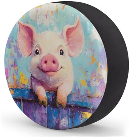 Spare Tire Cover for RV Trailer, Cute Pig Oil Painting Waterproof Sun Leather - Image 2
