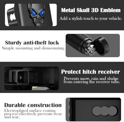 OGYE Metal Skull 3D Emblem Hitch Cover Fits 2" Receivers - Image 3