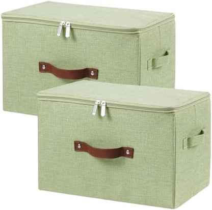 2PCS Storage Bins with Zipper Lids Decorative Lidded Basket Box by VinneGenzz