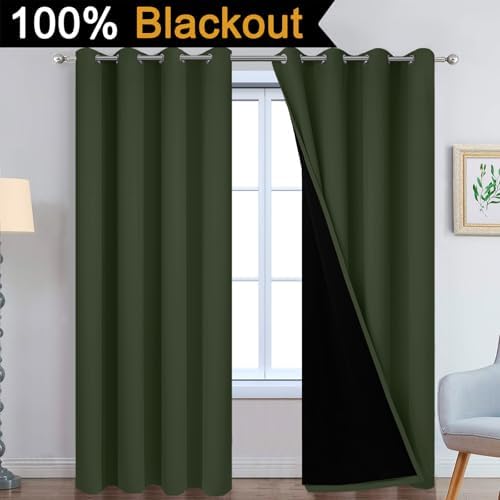 Yakamok Greyish Green 100% Blackout Curtains 84 Inches Long 52" Wide - Image 3
