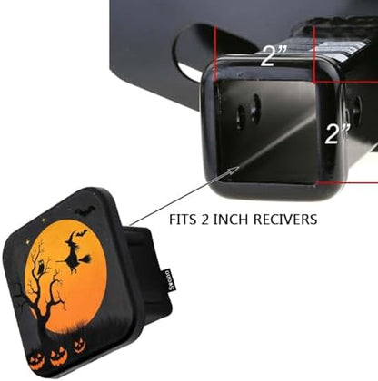 Swono Halloween Hitch Plug Cover Scary Witch Broom Bats Owl Tree Branch Sturdy - Image 3