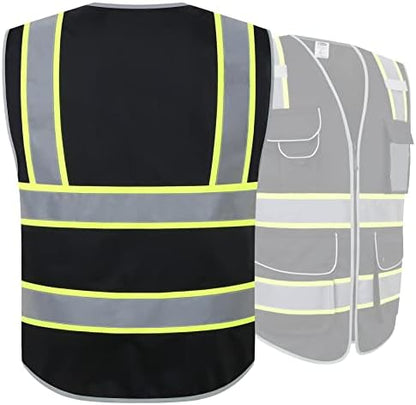 JKSafety Safety Vest for Men Women Reflective Hi Vis JK901 Black 3XL - Image 2