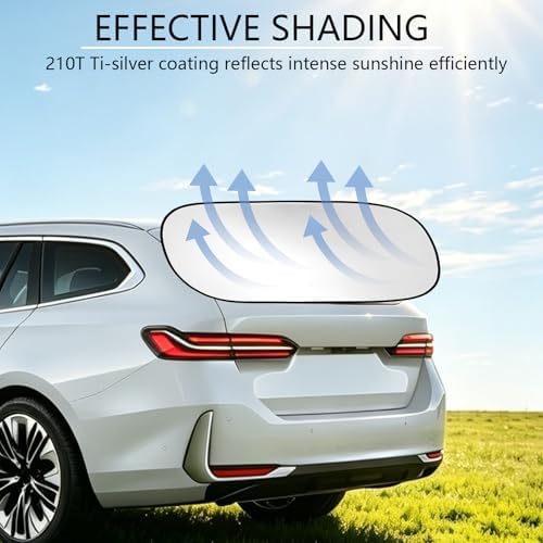 Car Rear Window Sun Shade, 39.37"x19.76" 210T Titanium Silver Foldable Sun Shade - Image 6