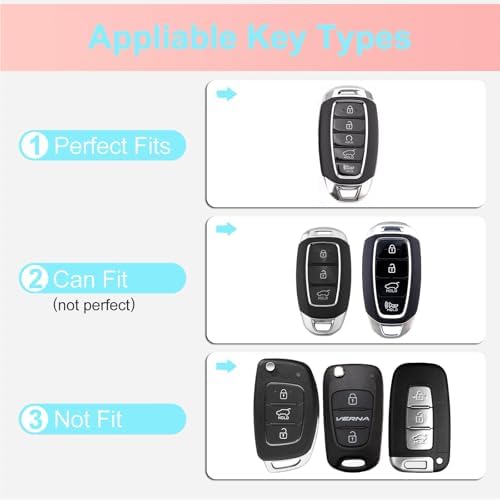for Hyundai Key Fob Cover with Keychain, 5 Buttons - Image 3