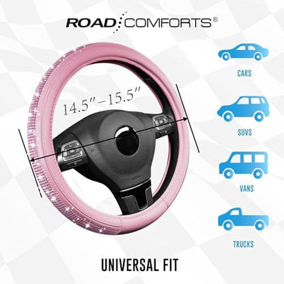 Road Comforts Bling Steering Wheel Cover – Pink Diamond Design, Universal Fit - Image 6