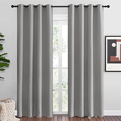 NICETOWN Silver Grey Room Darkening Curtain Panels 86" Long by NICETOWN