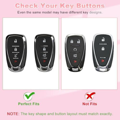 PIFOOG Key Fob Cover for Chevy 4 Buttons Pink Car Keys Shell Case Bling - Image 2