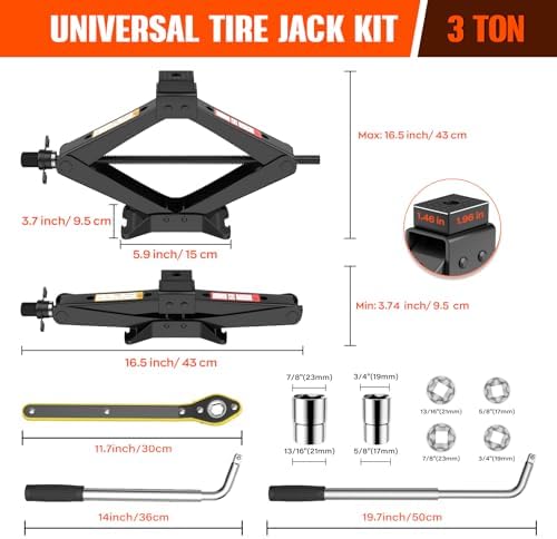 Scissor Jack 3 Ton Universal, Portable Car Lift Jack 3 Ton - Image 2